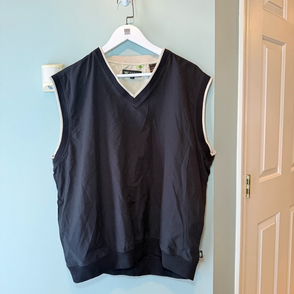 Vintage Wedge Windbreaker Golf Vest Black and Tan Men’s Large